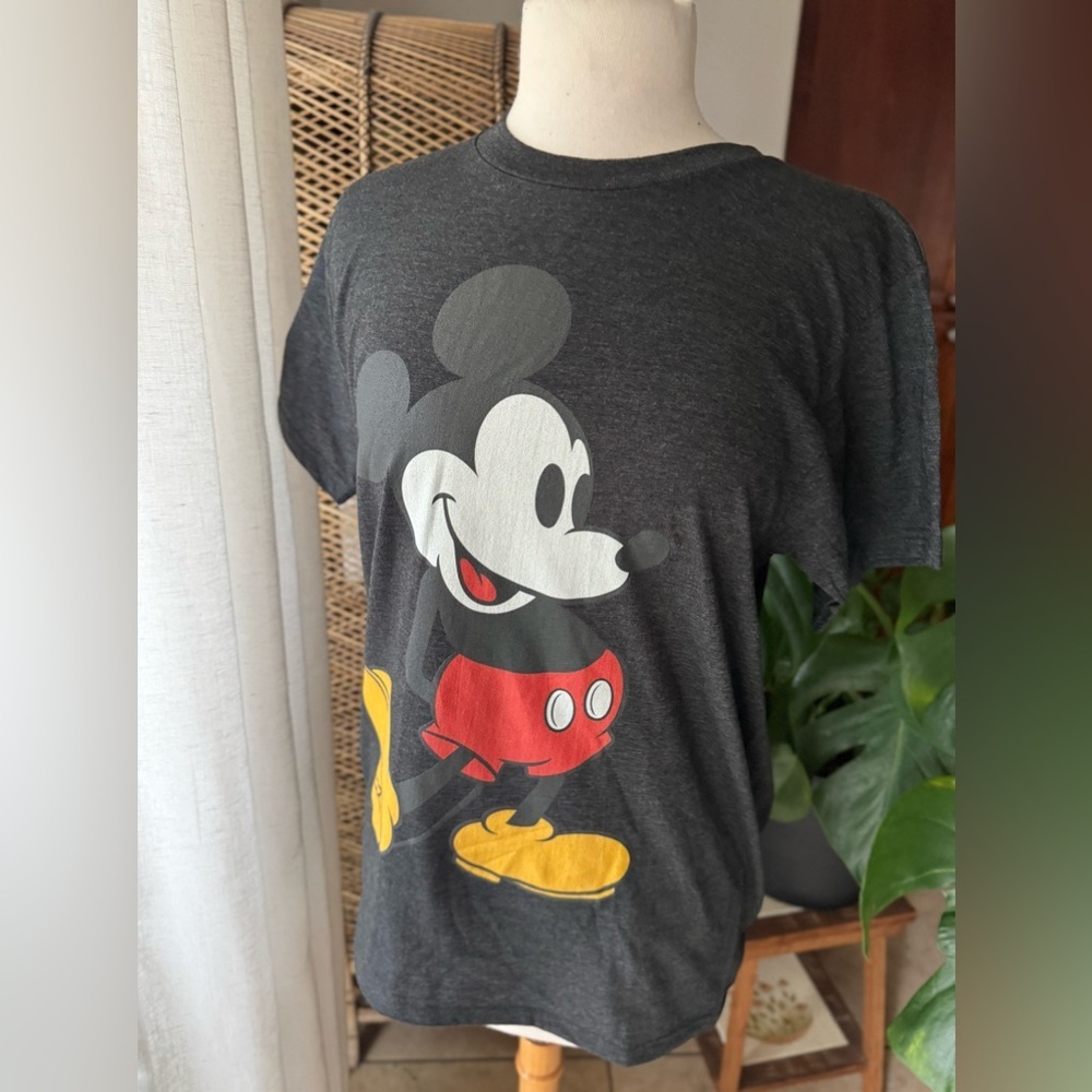 Charcoal Gray Cartoon Character Short Sleeve Tee Mickey‎ Mouse Disney Disneyland